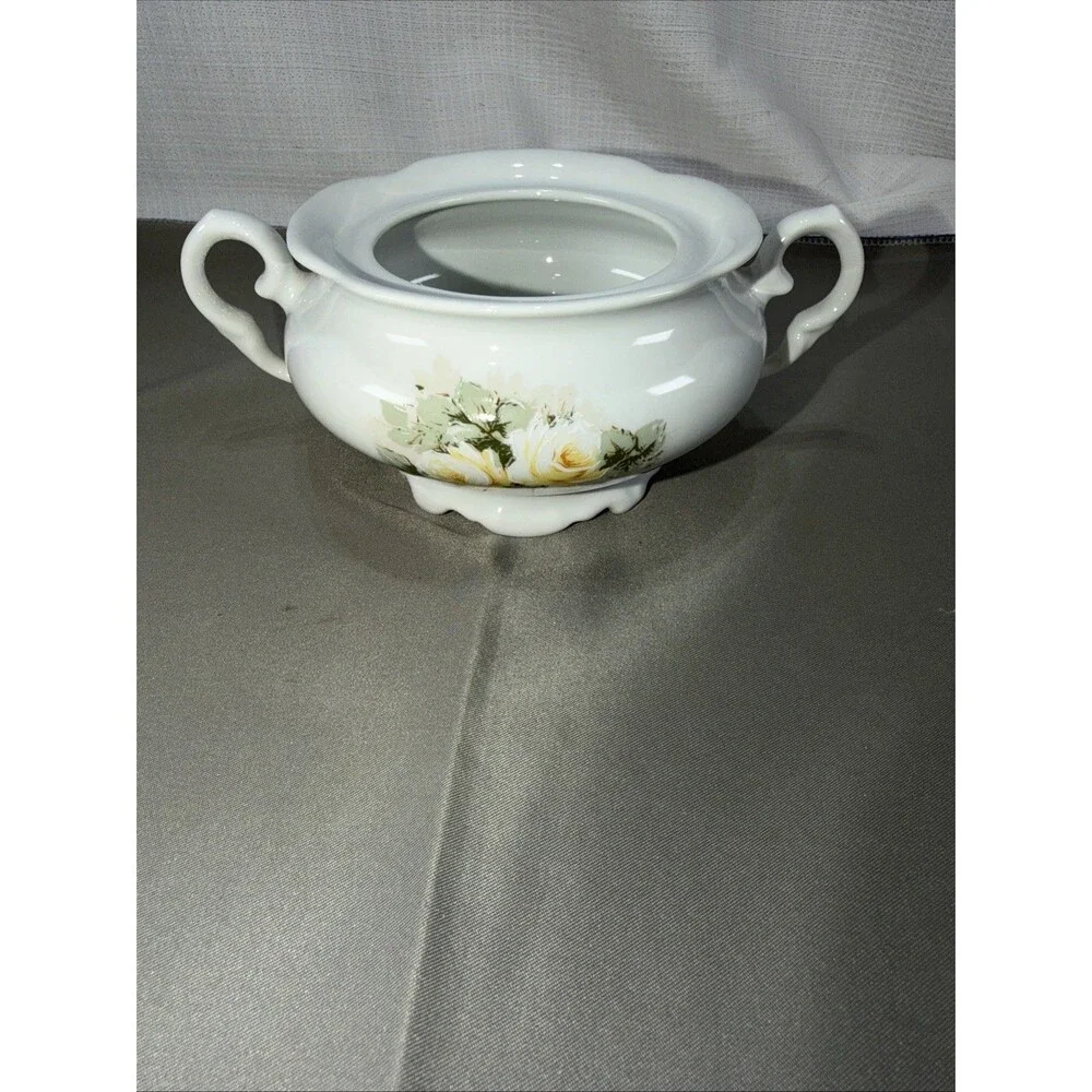 Vintage Porcelana Schmidt Brazil Fine China Double Handled Sugar Bowl Base Only